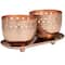 White Wax Sauvignon Blanc Scented Candle Set with Cutout Spotted Copper Container and Oval Holding Tray